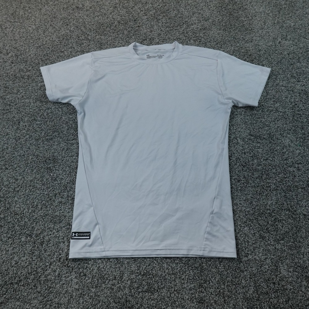 Under Armour Shirt Mens XL White HeatGear Compression Athletic Workout Gym Tee